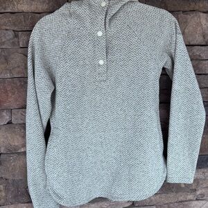 COLUMBIA Womens small  Gray Hoodie Woven‎ Button Pullover Sweater SM